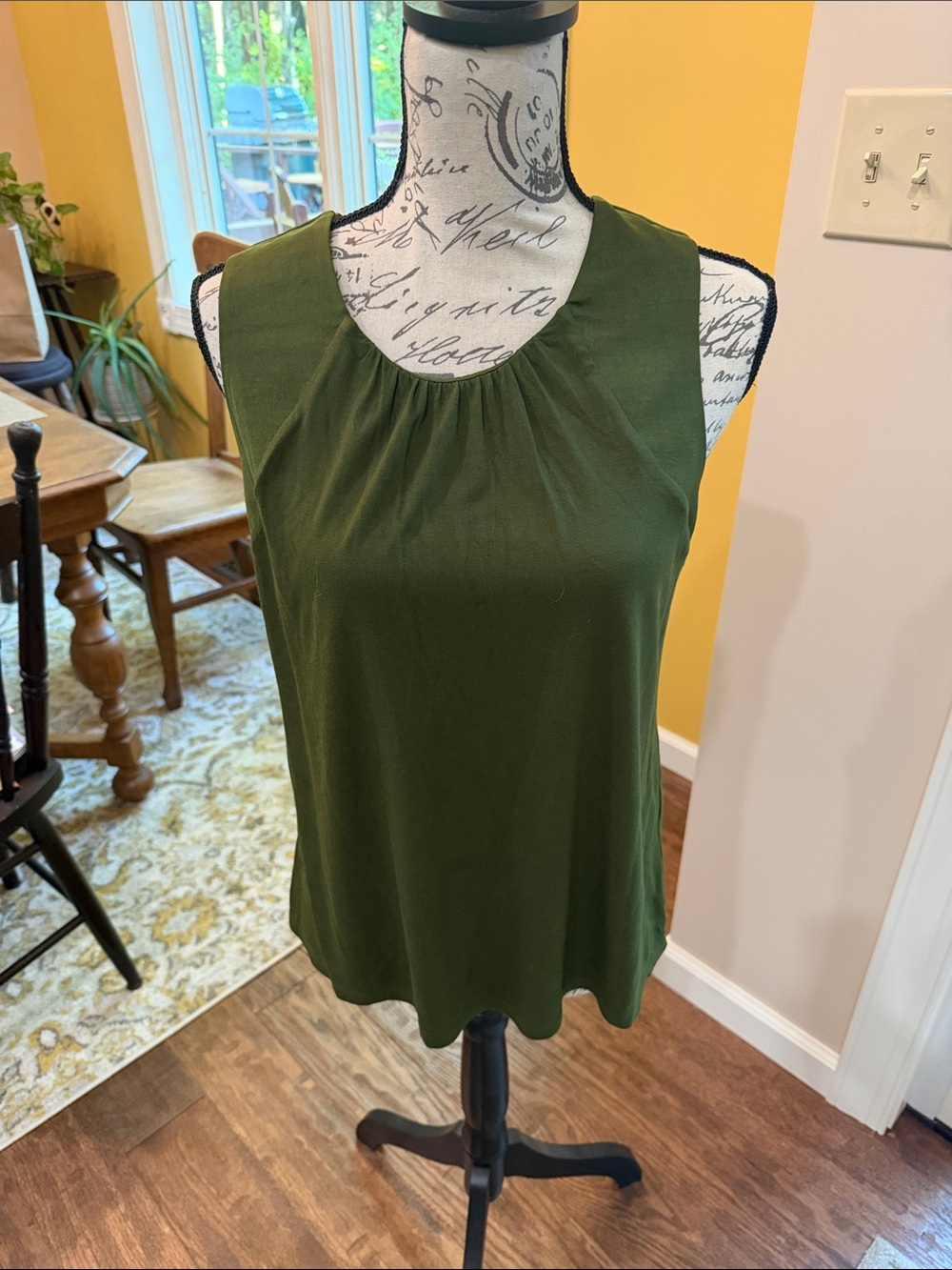 Banana Republic Olive Green Pleated Neck Tank